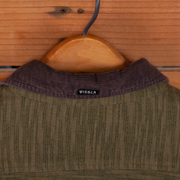 Vissla E-Cozy Polar Flannel Button Down Shirt in Green - Men's MD - Picture 3 of 9